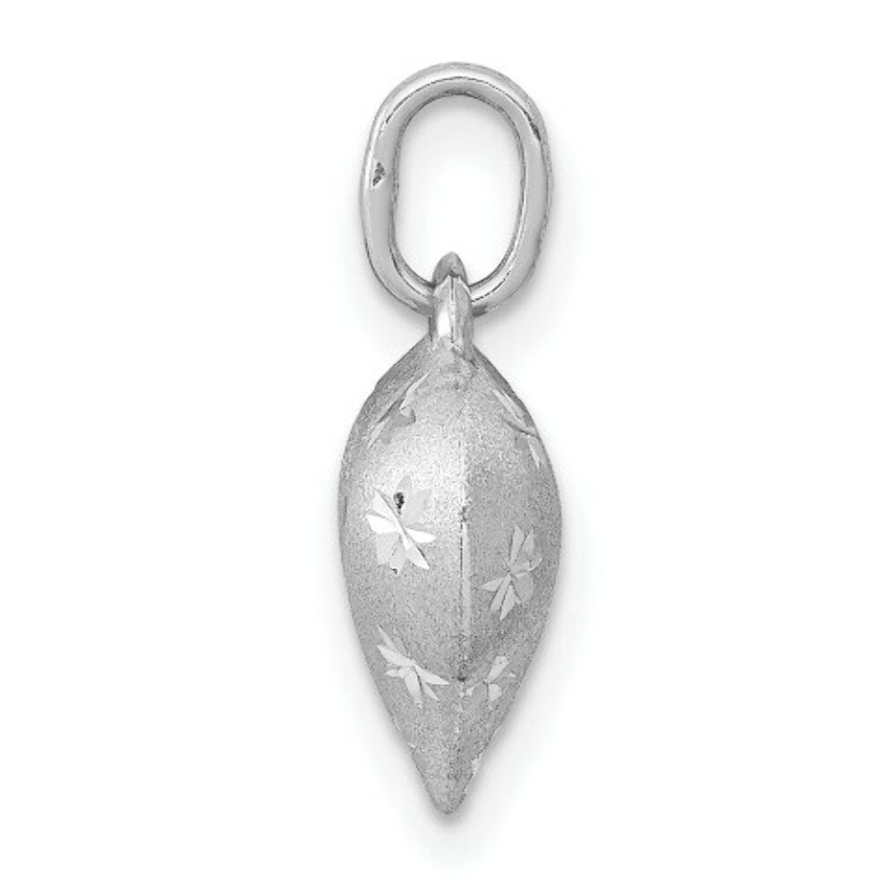 14k White Gold Satin & Diamond Cut Puffed Heart Pendant