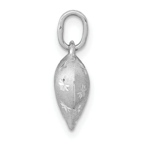 14k White Gold Satin & Diamond Cut Puffed Heart Pendant