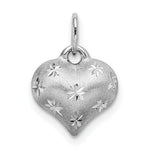 Load image into Gallery viewer, 14k White Gold Satin &amp; Diamond Cut Puffed Heart Pendant
