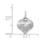 Load image into Gallery viewer, 14k White Gold Satin &amp; Diamond Cut Puffed Heart Pendant

