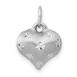 Load image into Gallery viewer, 14k White Gold Satin &amp; Diamond Cut Puffed Heart Pendant
