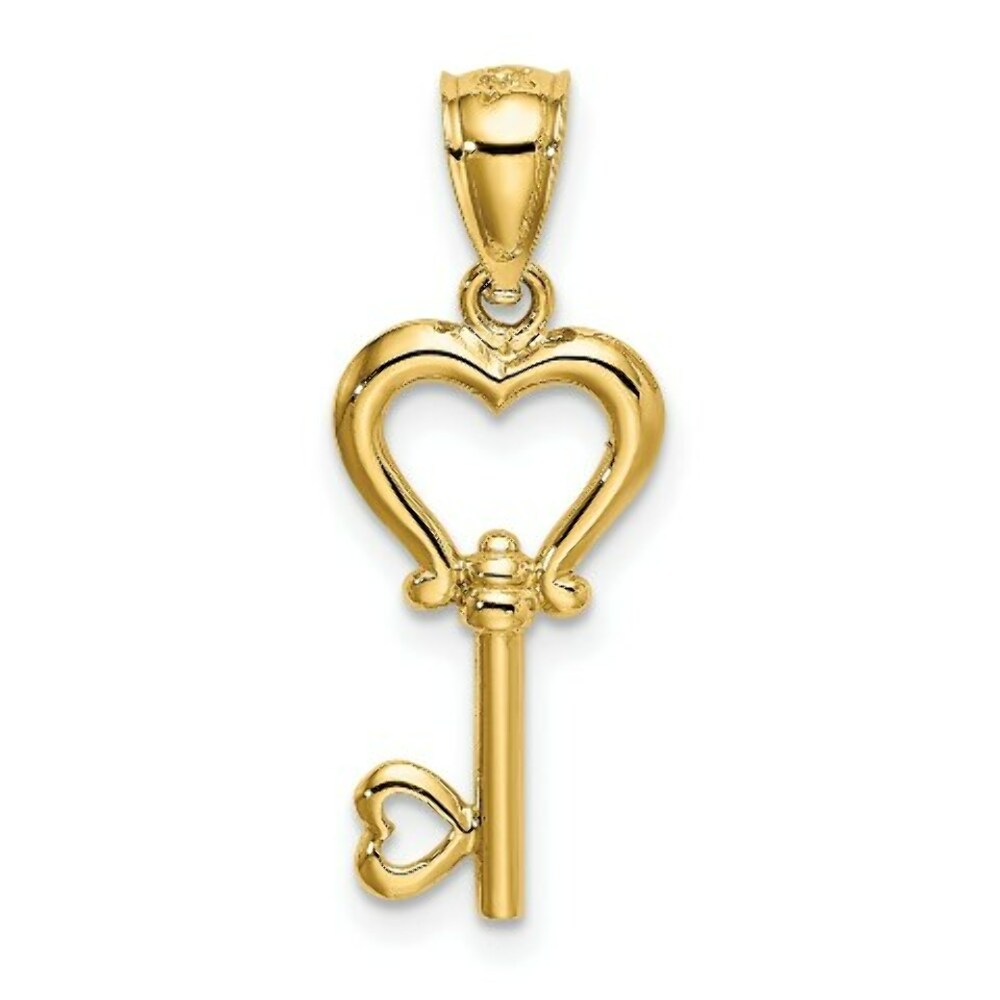 14K Yellow Gold Polished Heart Key Pendant