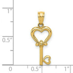 Load image into Gallery viewer, 14K Yellow Gold Polished Heart Key Pendant
