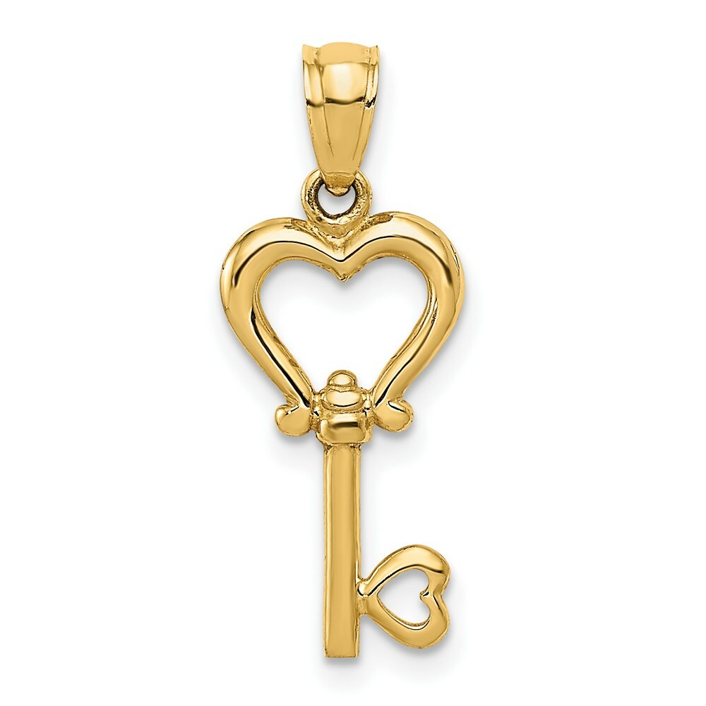 14K Yellow Gold Polished Heart Key Pendant