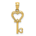 Load image into Gallery viewer, 14K Yellow Gold Polished Heart Key Pendant
