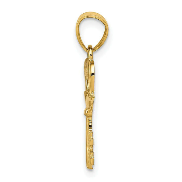 14K Yellow Gold Swans Key Pendant