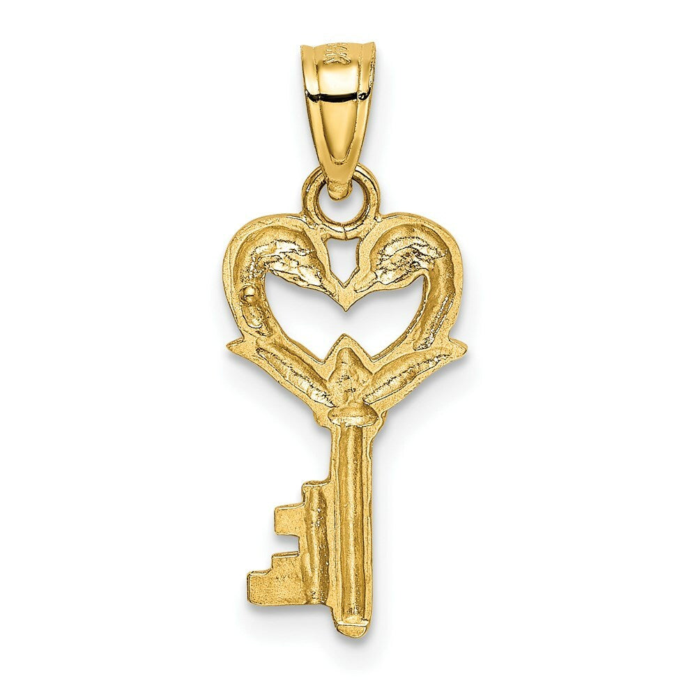 14K Yellow Gold Swans Key Pendant