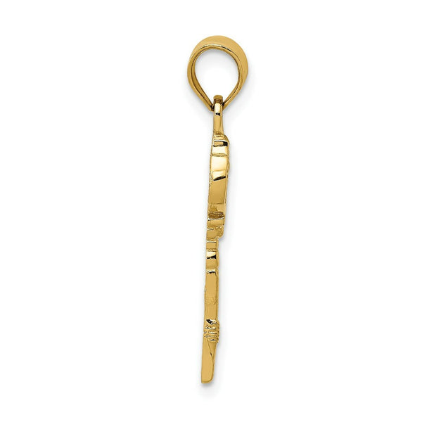 14k Yellow Gold Polished Fancy Key Pendant