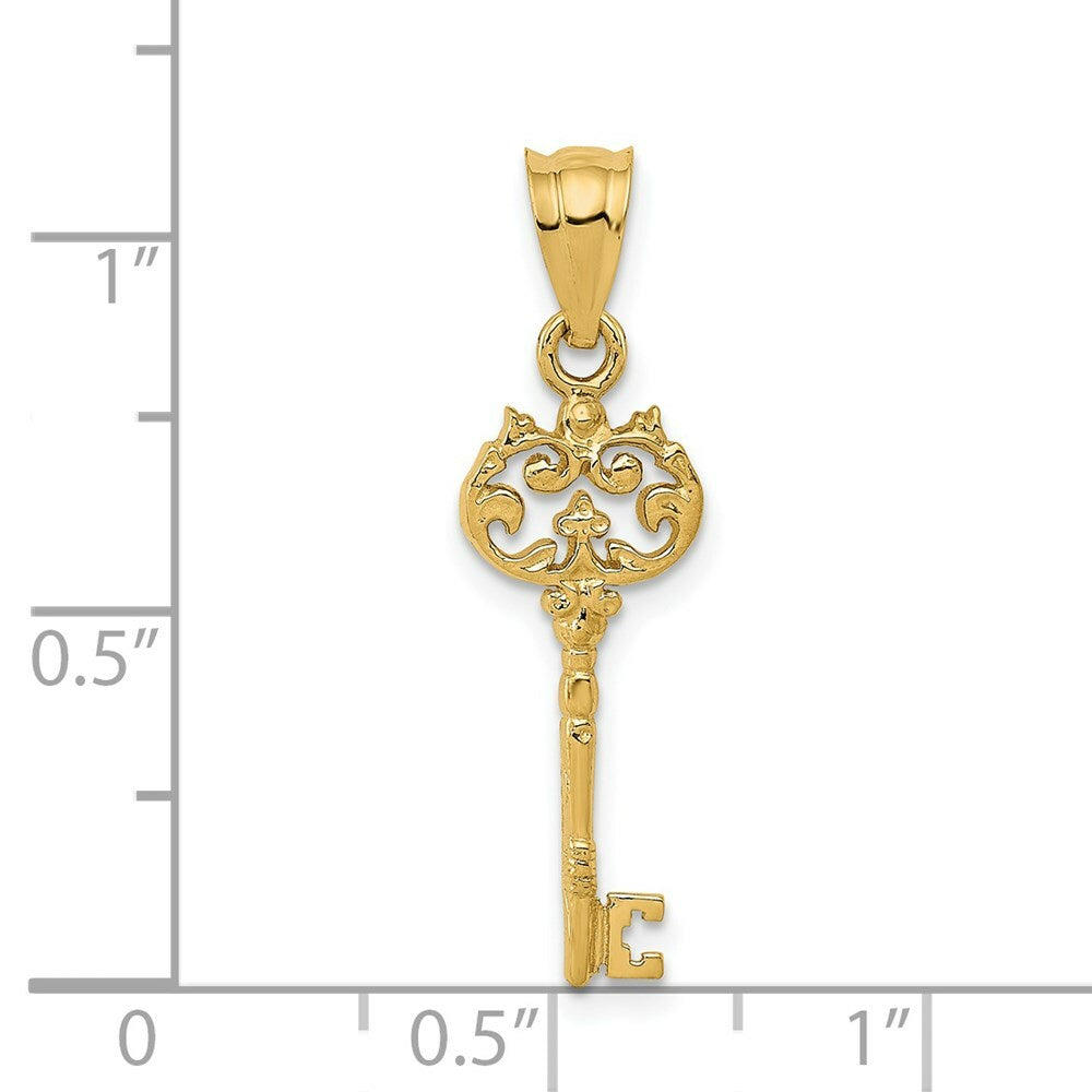 14k Yellow Gold Polished Fancy Key Pendant