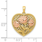 Load image into Gallery viewer, 14k Yellow &amp; Rose Polished Roses Basketweave Heart Pendant

