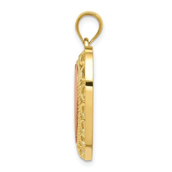 14k Two Tone Gold Polished and Satin Heart Pendant