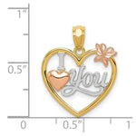 Load image into Gallery viewer, 14k Yellow &amp; Rose Gold Polished I Love You in Heart w/Butterfly Pendant
