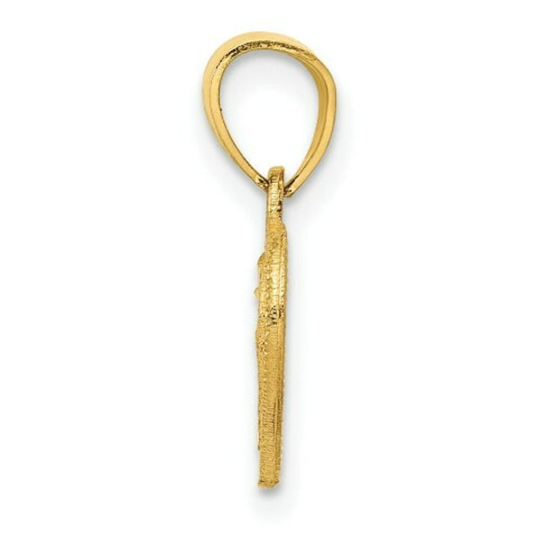14K Yellow Gold Diamond-cut Lattice Heart Pendant