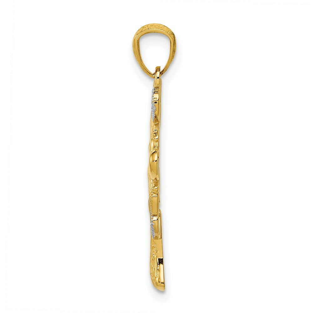 14K Two-tone Gold with Rhodium Tree of Life w/Hearts Pendant