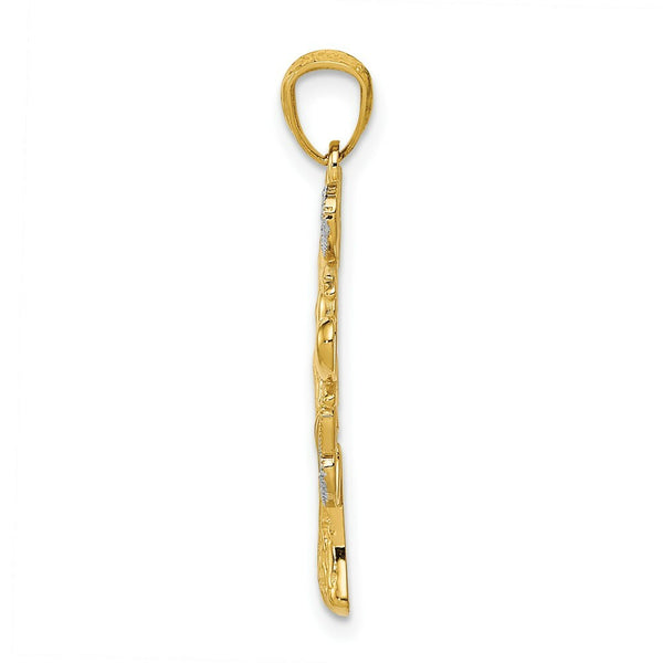 14K Two-tone Gold with Rhodium Tree of Life w/Hearts Pendant