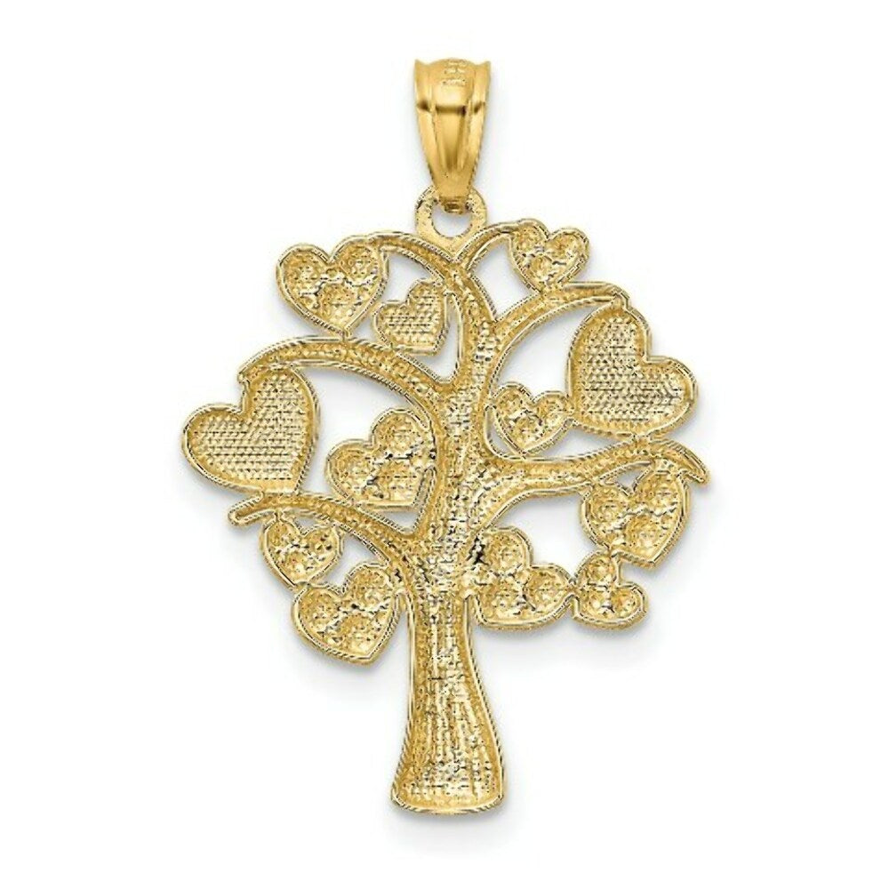 14K Two-tone Gold with Rhodium Tree of Life w/Hearts Pendant