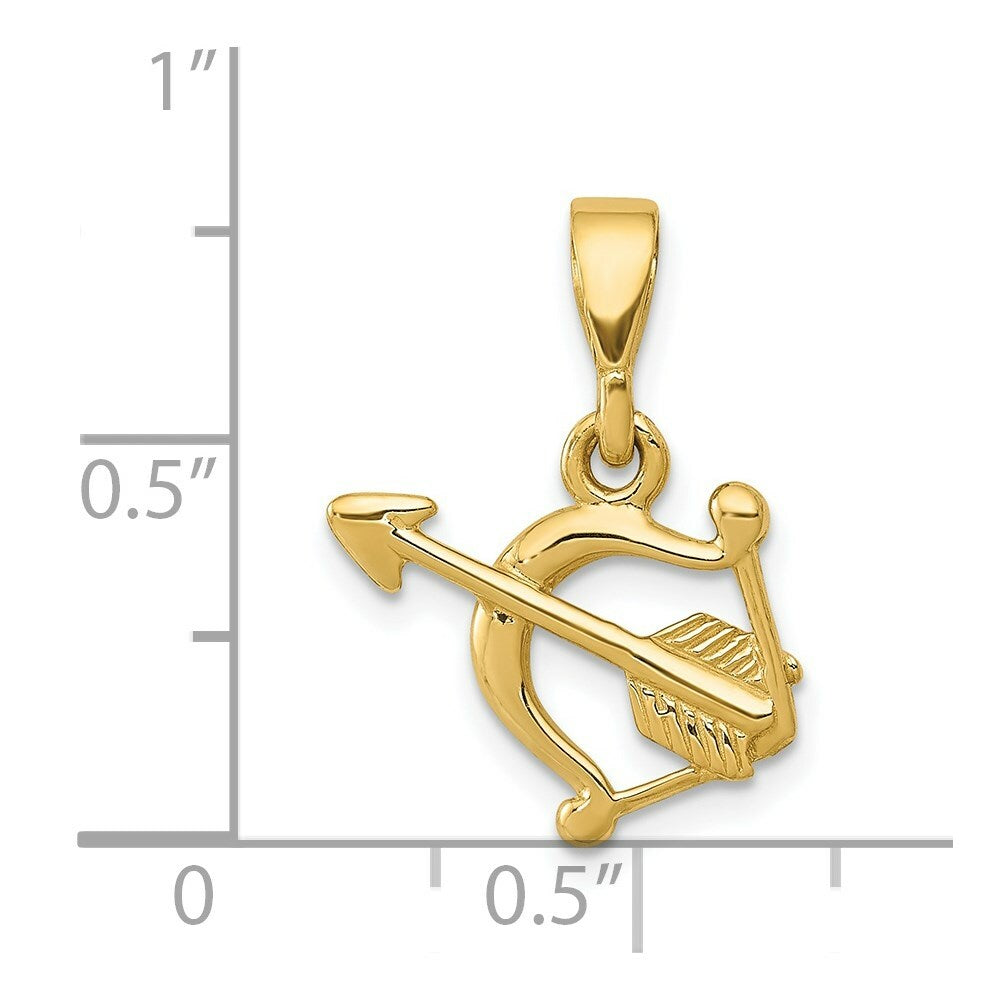 14k Yellow Gold Polished Bow & Arrow Pendant