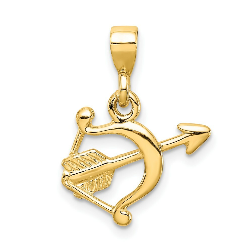 14k Yellow Gold Polished Bow & Arrow Pendant