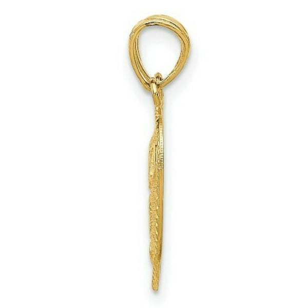 14k Yellow Gold Break Apart Diamond-cut TE AMO Heart Pendant