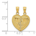 Load image into Gallery viewer, 14k Yellow Gold Break Apart Diamond-cut TE AMO Heart Pendant
