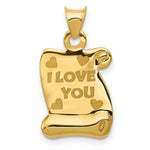 Load image into Gallery viewer, 14k Yellow Gold Polished/Textured I LOVE YOU Pendant

