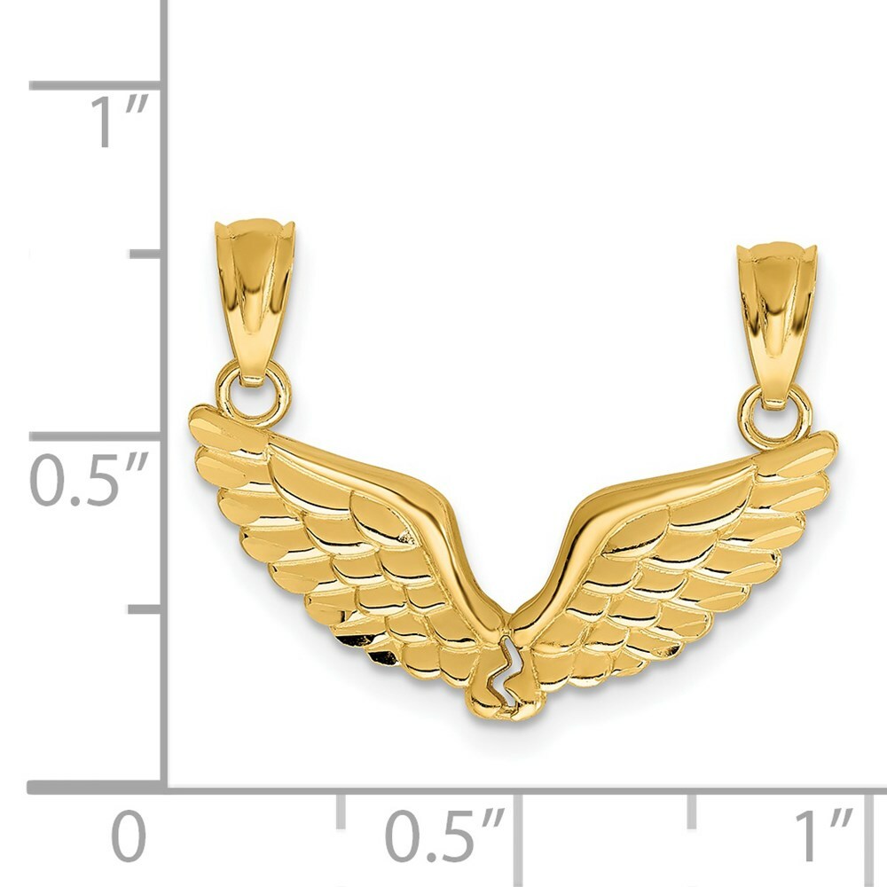 14K Yellow Gold Polished Break Apart Angel Wings Pendant