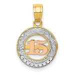 Load image into Gallery viewer, 14k Two-tone Gold CZ 15 Anos Pendant
