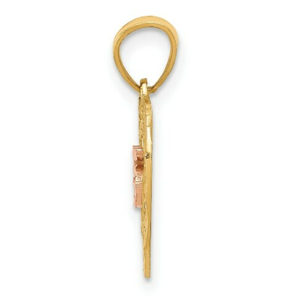 14K Yellow Gold Two-tone Diamond-cut 15 Pendant