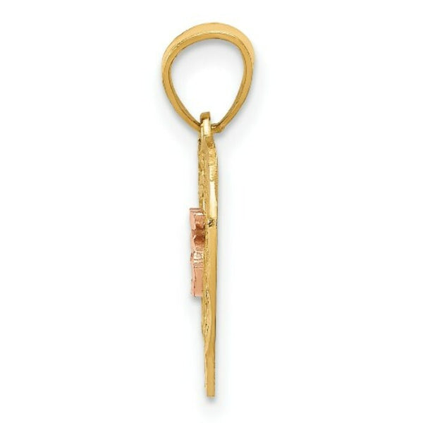14K Yellow Gold Two-tone Diamond-cut 15 Pendant