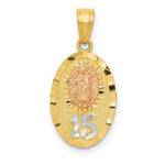 Load image into Gallery viewer, 14k Two Tone Gold Diamond-cut Lady of Guadalupe 15 Pendant
