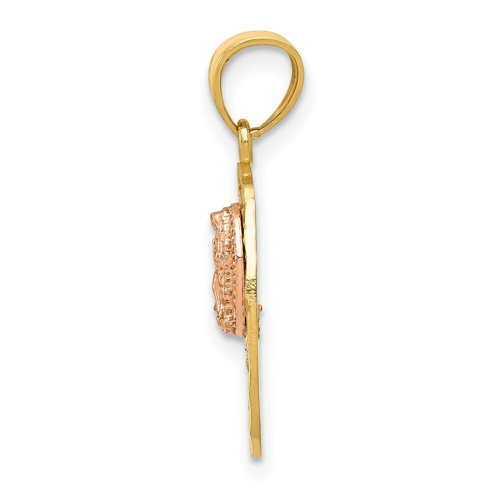 14k Two Tone Gold Diamond-cut Lady of Guadalupe 15 Pendant