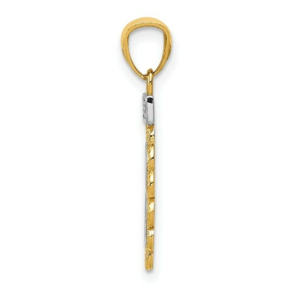 14K Two-tone Gold with Rhodium Sweet 16 w/Filigree Pendant