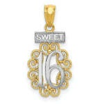 Load image into Gallery viewer, 14K Two-tone Gold with Rhodium Sweet 16 w/Filigree Pendant
