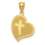 Load image into Gallery viewer, 14k Yellow Gold Polished Mom I Love You/Cross Reversible Heart Pendant
