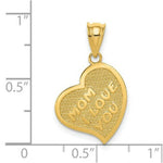 Load image into Gallery viewer, 14k Yellow Gold Polished Mom I Love You/Cross Reversible Heart Pendant
