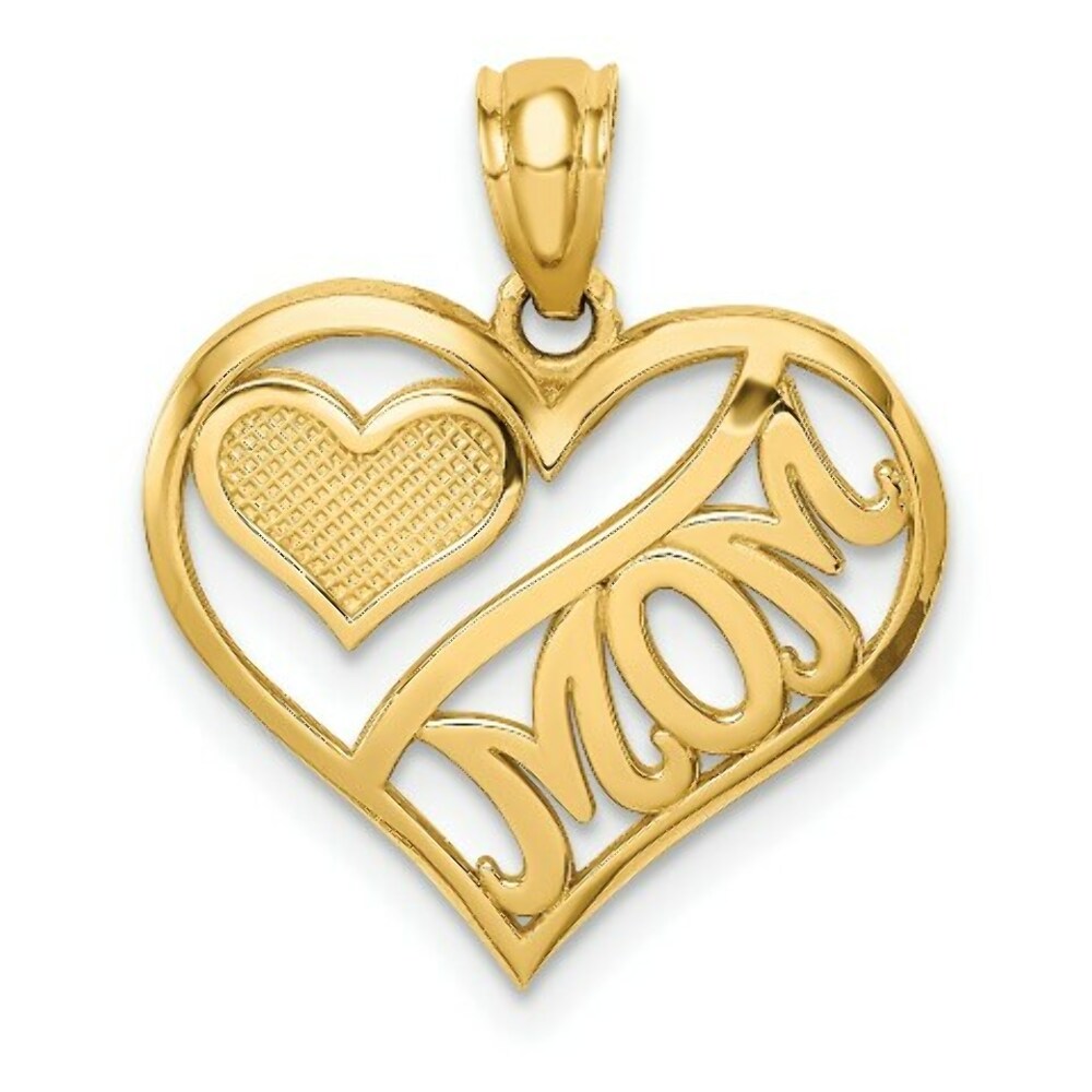 14k Yellow Gold Polished Mom & Heart In Heart Pendant