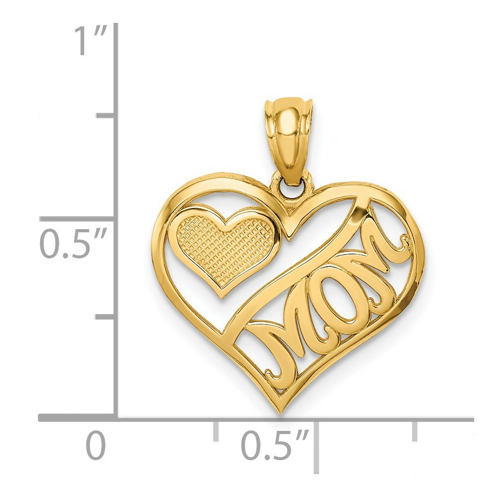 14k Yellow Gold Polished Mom & Heart In Heart Pendant