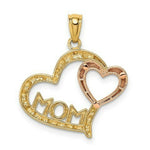 Load image into Gallery viewer, 14k Yellow &amp; Rose Gold Diamond-cut Mom in Heart Pendant
