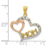 Load image into Gallery viewer, 14k Yellow &amp; Rose Gold Diamond-cut Mom in Heart Pendant

