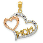 Load image into Gallery viewer, 14k Yellow &amp; Rose Gold Diamond-cut Mom in Heart Pendant
