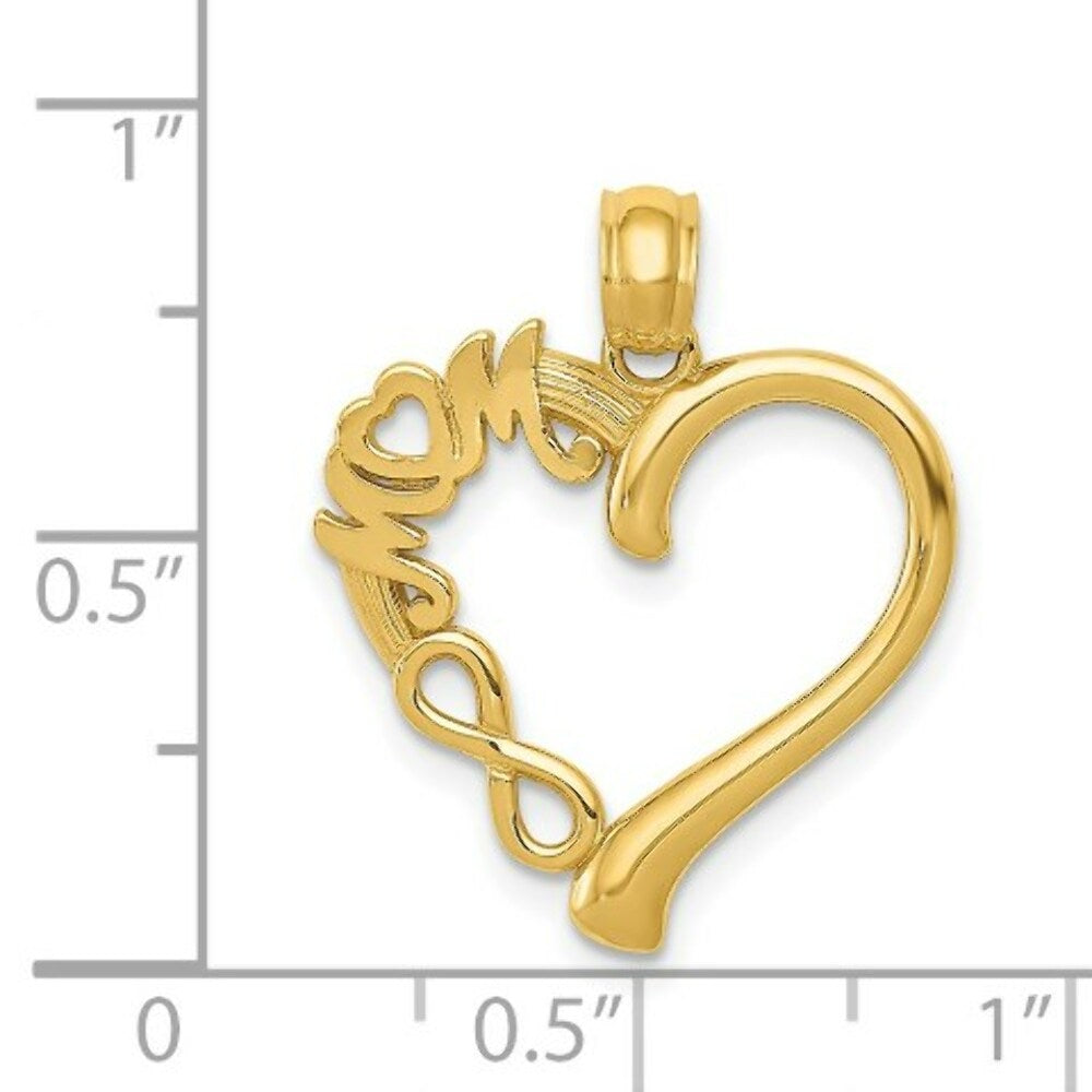 14K Yellow Gold Polished Mom in Heart with Infinity Symbol Pendant