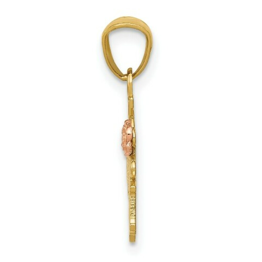 14k Yellow & Rose Gold Diamond-cut #1 Grandma and Rose Pendant