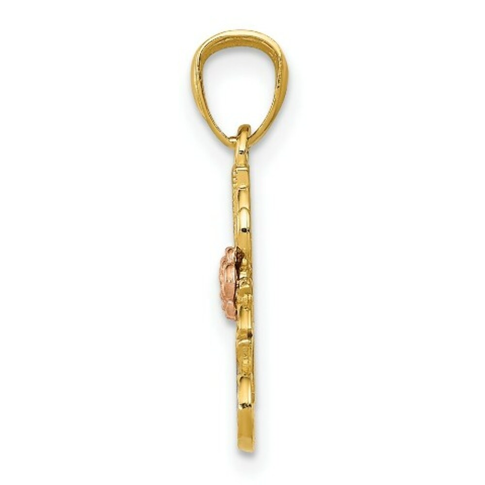 14k Yellow & Rose Gold Diamond-cut #1 Nana with Rose Pendant