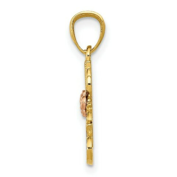 14k Yellow & Rose Gold Diamond-cut #1 Nana with Rose Pendant
