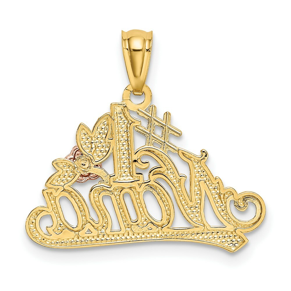 14k Yellow & Rose Gold Diamond-cut #1 Nana with Rose Pendant