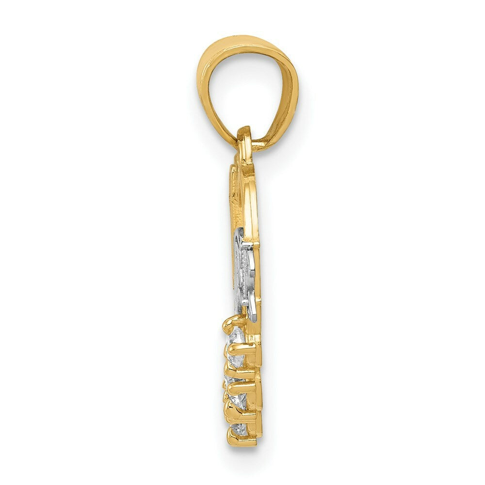14K Two-tone Gold with Rhodium CZ #1 Daughter Heart Pendant