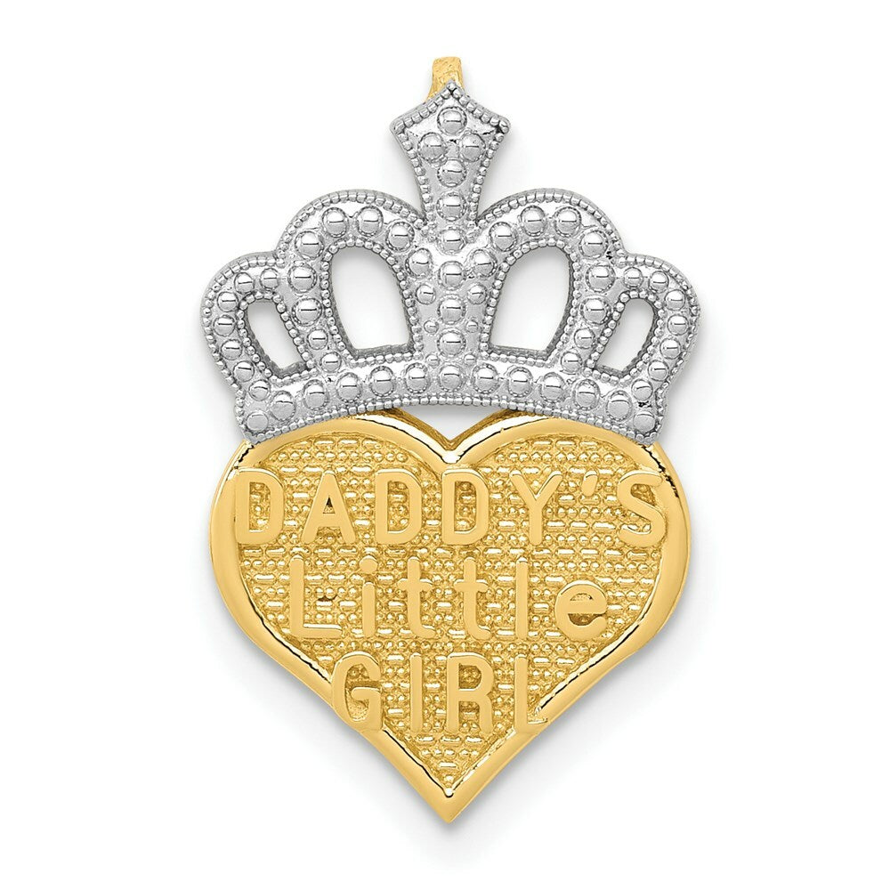 14K Two-tone Gold with Rhodium Polished Daddy's Little Girl Heart Chain Slide