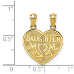 Load image into Gallery viewer, 14k Yellow Gold Satin &amp; Polished Daughter Mom Break Apart Heart Pendant
