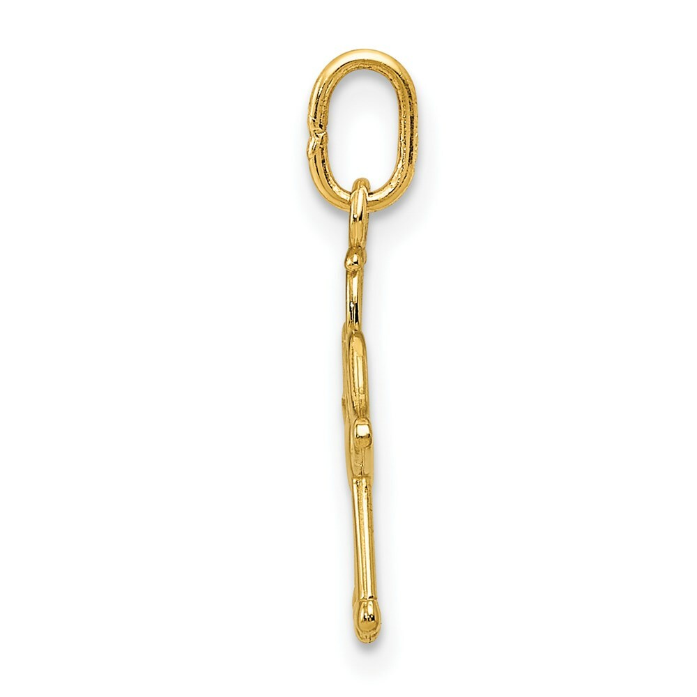 14K Yellow Gold Polished Small Angel w/Heart Pendant