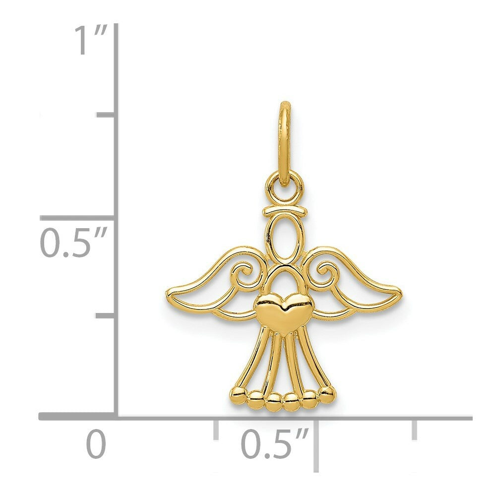 14K Yellow Gold Polished Small Angel w/Heart Pendant